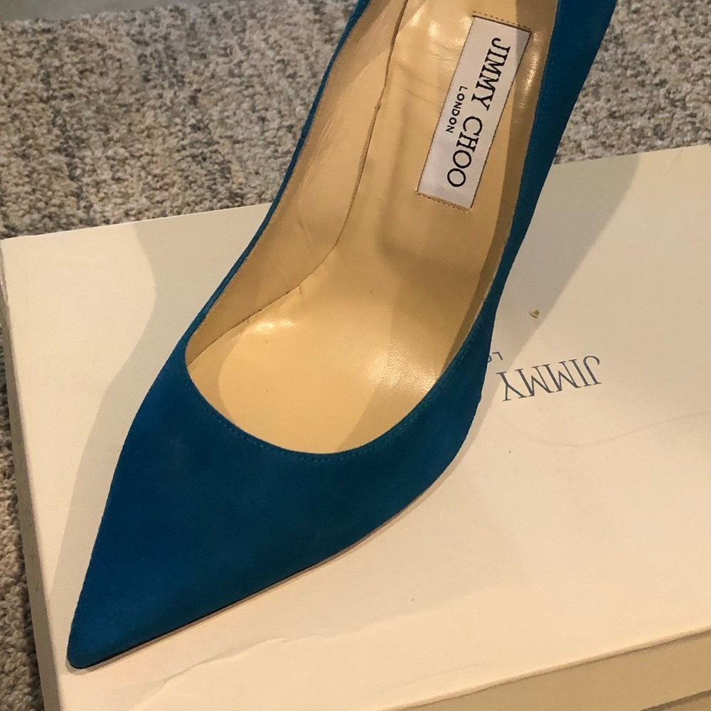 Jimmy Choo Suede Turquoise Pump
